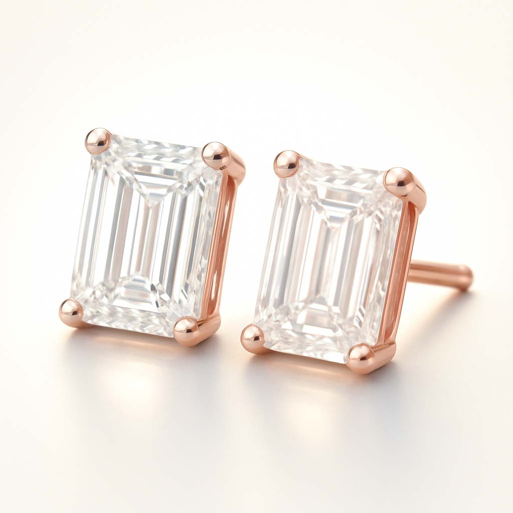 Emerald cut earring
