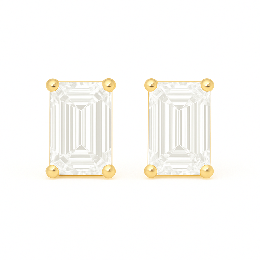 Emerald cut earring