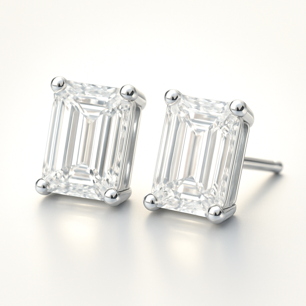 Emerald cut earring